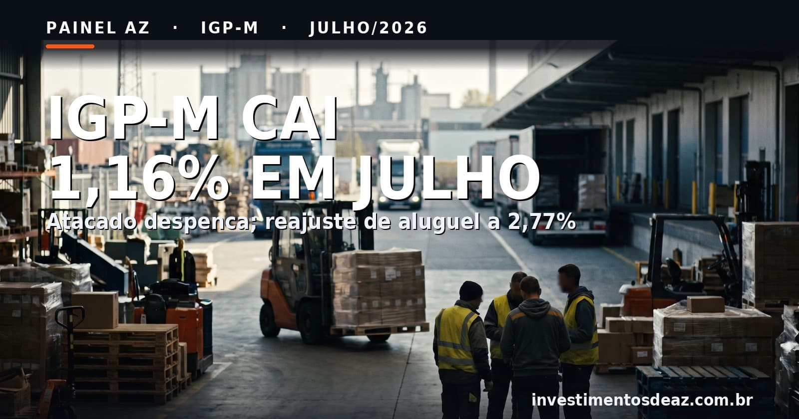 IGP-M de julho de 2026: deflação de 1,16% surpreende para baixo