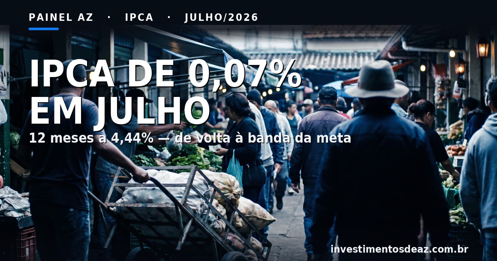 IPCA de julho de 2026: alta de 0,07% em linha com o Focus